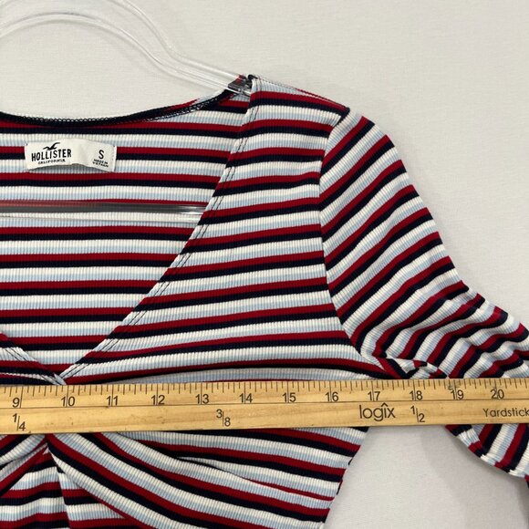 Hollister Top size Small Striped Twisted Front Rib Knit Fitted Y2K - Picture 5 of 8